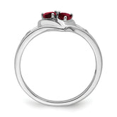 10k White Gold Created Ruby and Diamond 2-stone Heart Ring